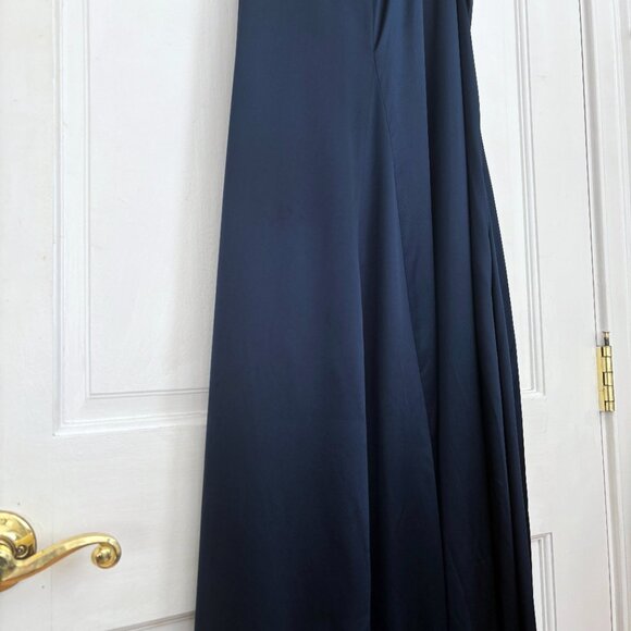 Banana Republic Serenade Dress 100% Silk Maxi Navy Blue Long Tank Flowy Small S - Picture 9 of 14